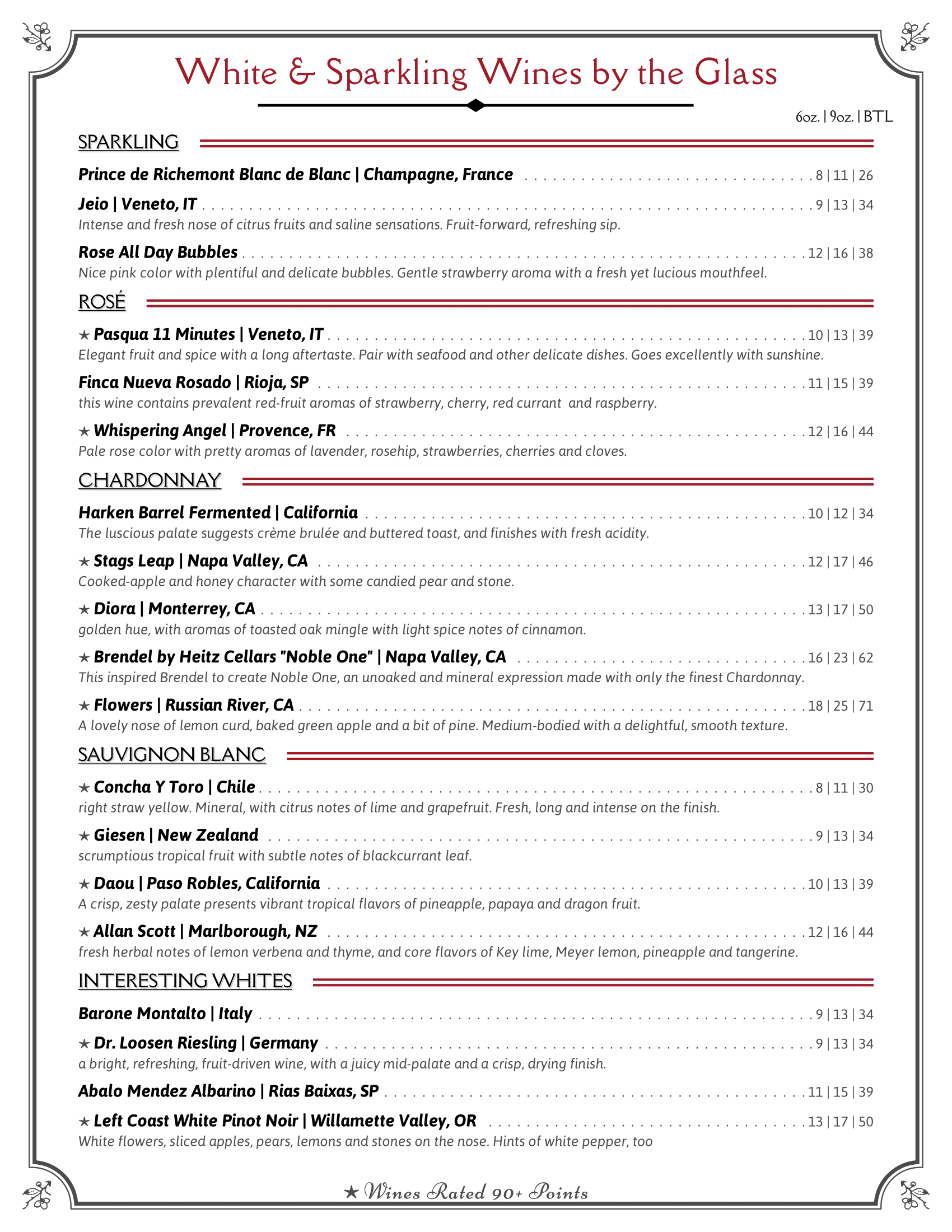 Cocktail Bar Roswell GA Red and White Wines